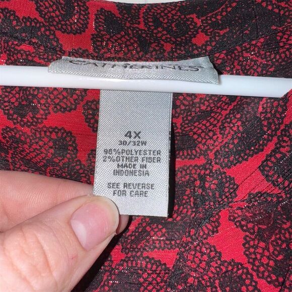 Plus Size 4X Floral Print Catherine's Blouse 3/4 Bell Sleeve Multicolor - Picture 3 of 6